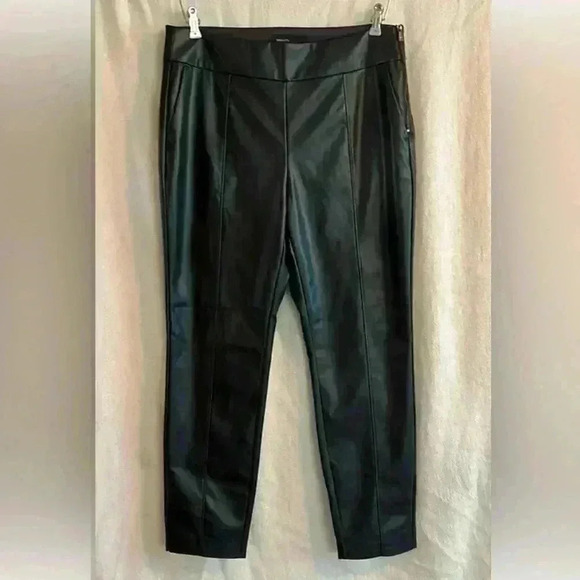 NWT RW&CO Brown Faux-Leather High-Waist Slim Ankle Pant Women's Size 12 - Picture 3 of 13